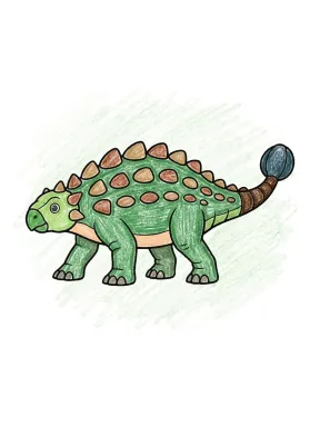 Ankylosaurus Side View Coloring Page, colored example